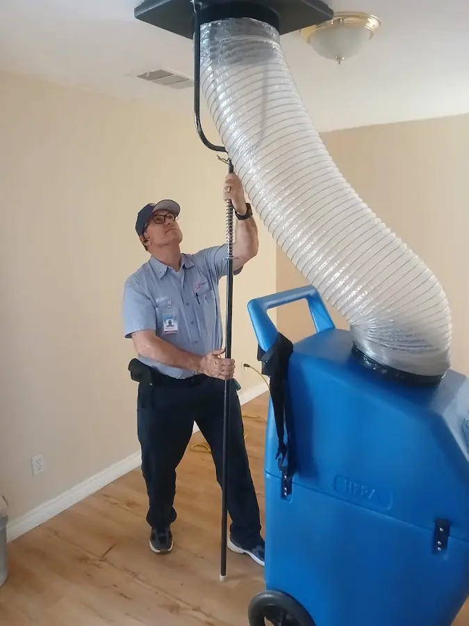 Mini Split Installation technician using HEPA equipment in Burlingame